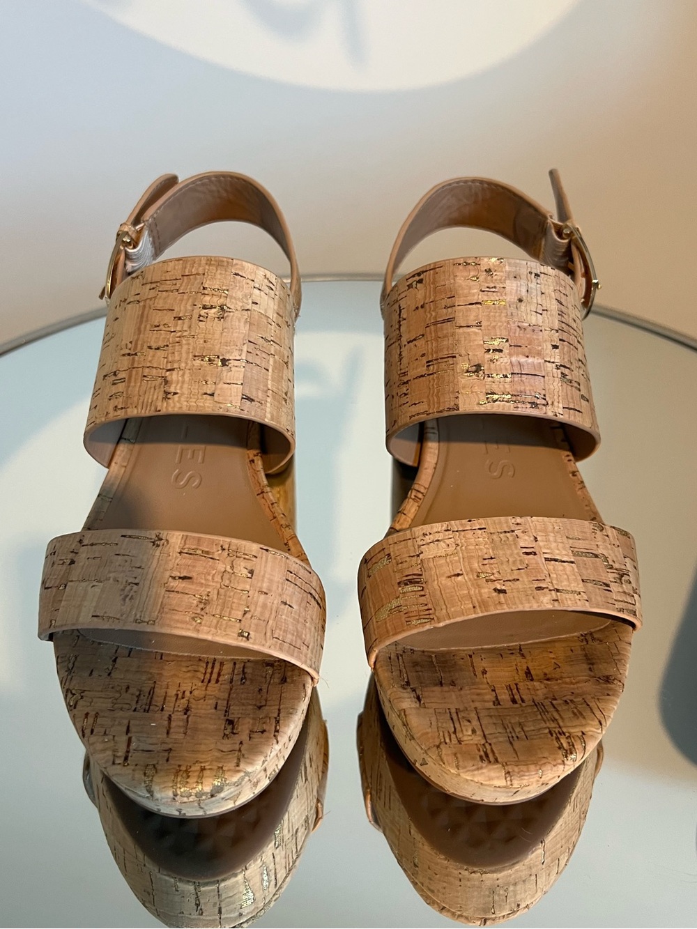 AEROSOLES Natural Cork-Textured Platform Sandals